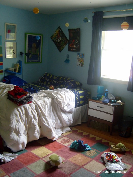 Here's hoping that if we move it away from the wall, it might be easier to make the bed.